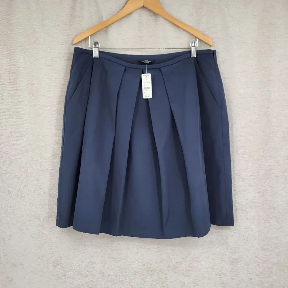 Brooks Brothers Navy A-Line Inverted Pleat Blue Women's Midi Skirt Sporty Tennis